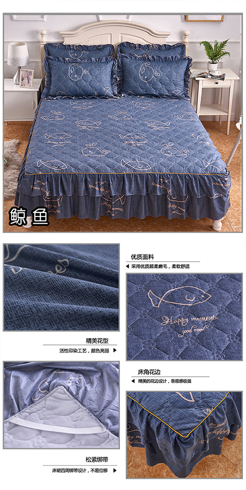 Bộ chăn ga gối đệm dày theo phong cách Hàn Quốc Bộ chăn ga gối đơn mùa thu đông 1,5m1,8 mét 2 bộ giường có thể được trang bị ba hoặc bốn bộ váy giường