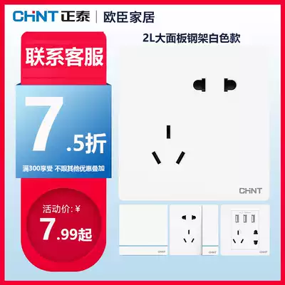 Chint switch socket 86 type switch panel wall concealed usb five-hole socket power supply with one open five-hole 2L