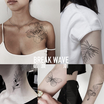 Broken wave original tattoo stickers high-level literary set of ins Wind tattoo artist design plain flower butterfly flower grass snake