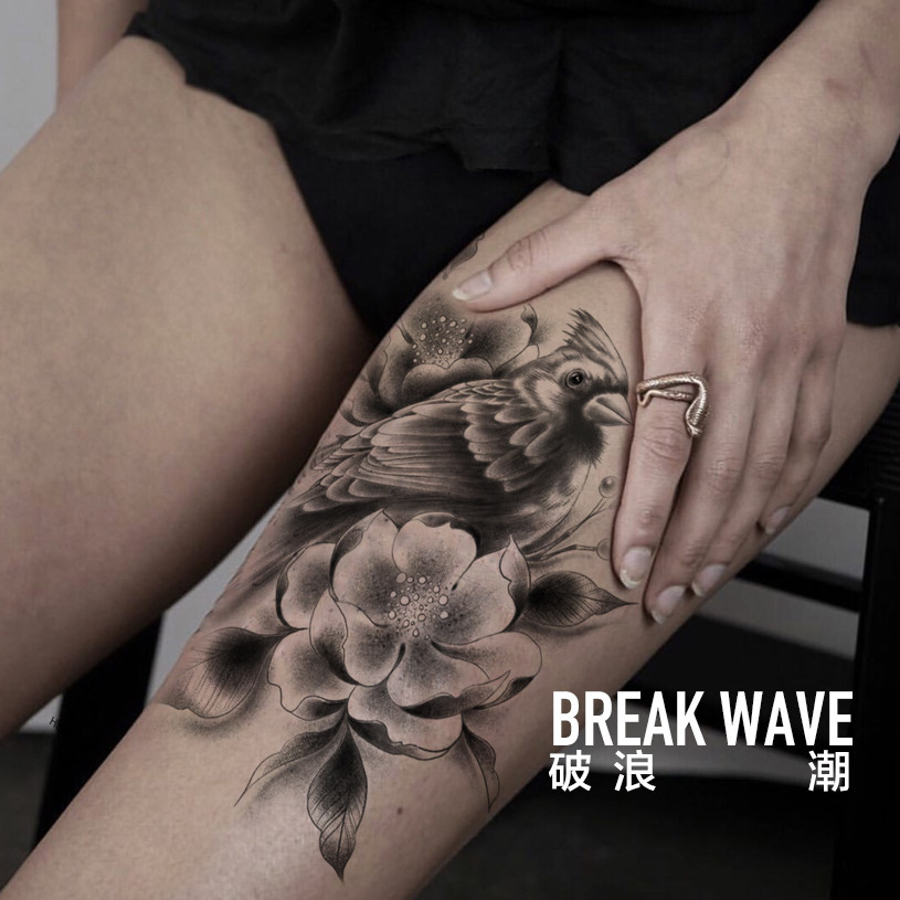 Break the wave original tattoo stickers art vegetarian flower lark rose advanced flower arms and legs Realistic fairy ins beauty