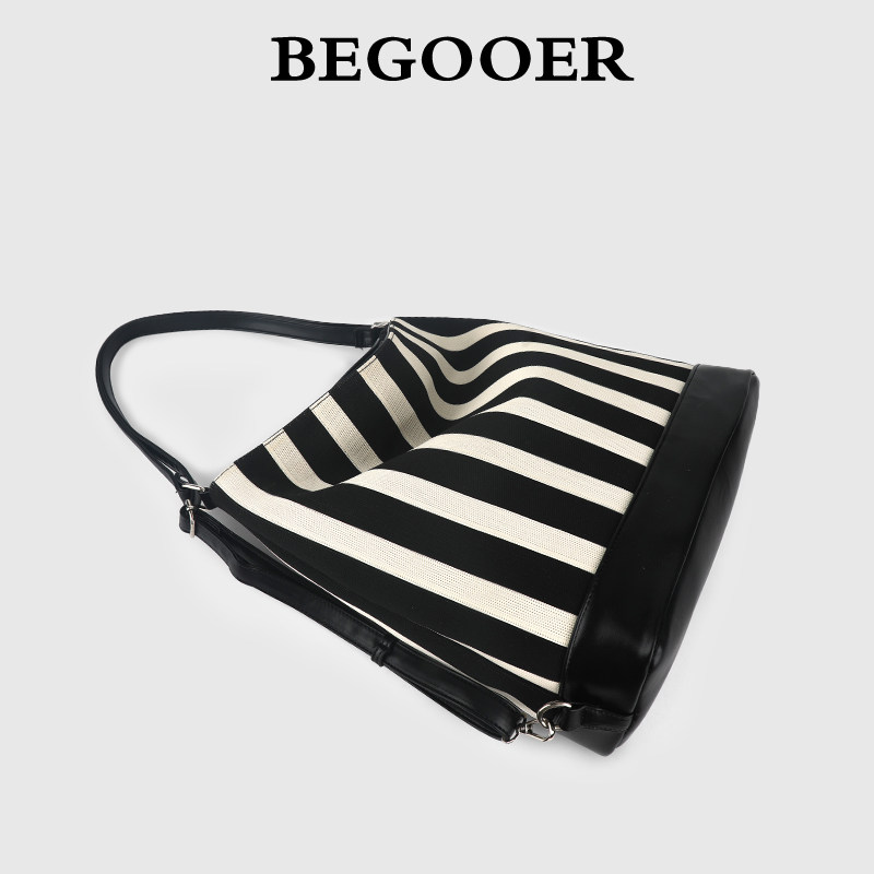 BEGOOER Lazy Stripe Tote Bag for Women, Niche Design Multifunctional Backpack, Large Capacity Commuter Shoulder Bag - Thumbnail 3