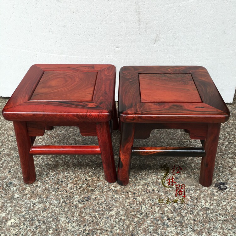 Red Wood Small Square Bench Lao Great Red Acid Branch Wood Quadrilateral Stool Change of shoes stool Toe Yellow Sandalwood Small Square Bench Casual Stool