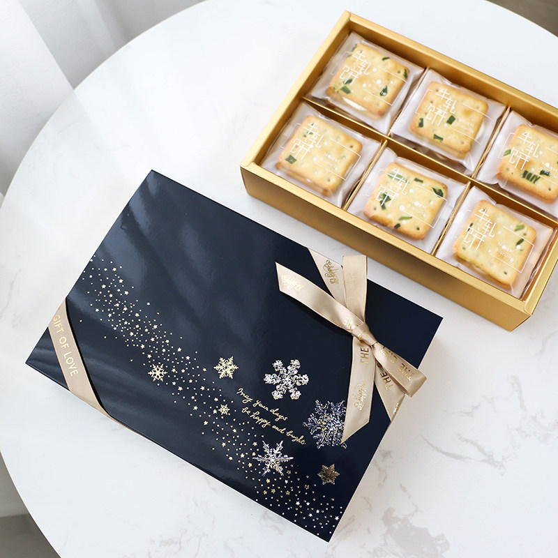 Snowflake Crisp Packaging Box Bake Milk Date Madeline Pound Cake Candy Curry Bull Rolling Biscuit Box Egg Yolk Crisp