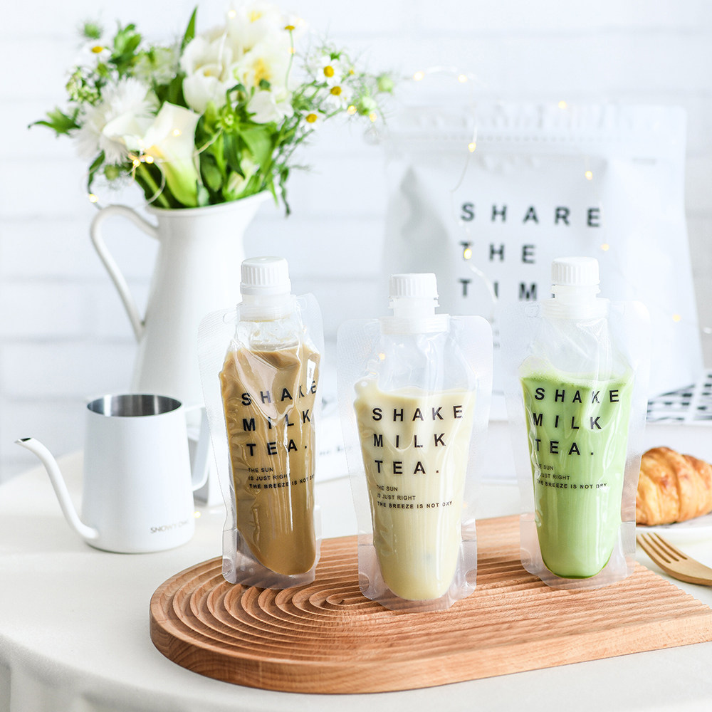 Disposable Net Red Hand Milk Tea Packing Bag Soy Milk Pearl Milk Tea Suction Nozzle Bag Milk Juice Drink Packing Bag