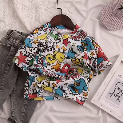 Personality pretty boy ~ tide ~ summer new elastic thin half-sleeve T-shirt for boys and girls cotton leisure short sleeve t-shirt