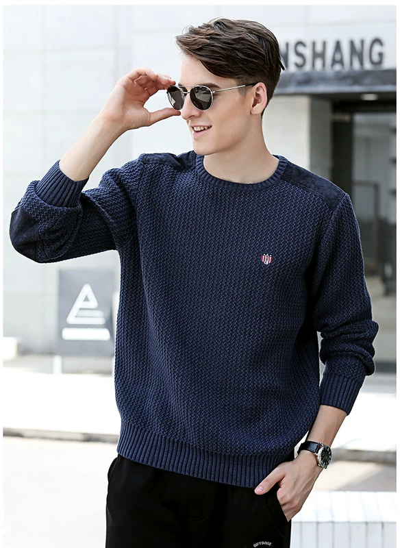 Trung Quốc áo len ấm áp áo len nam cổ tròn áo len cotton rộng kích thước lớn áo len nam