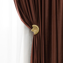American light luxury Nordic velvet velvet rust red clay red brown modern living room bedroom blackout curtain
