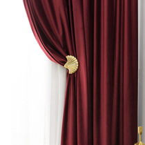 American light luxury retro wine red velvet curtain living room bedroom blackout flannel custom curtain thick velvet
