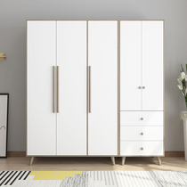 Nordic wardrobe Simple modern economical assembly five-door solid wood board-type master bedroom cabinet Simple large wardrobe