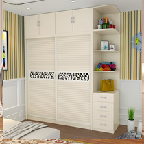 Wardrobe solid wood sliding door modern minimalist cabinet bedroom household sliding door large wardrobe assembly custom package installation