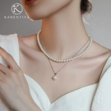 Ожерелье из жемчуга, подвеска, цепочка до ключиц, женский стиль, легкий роскошный стиль, серебро 925 пробы
