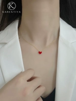Красное ожерелье, цепочка до ключиц для друга, серебро 925 пробы, легкий роскошный стиль, изысканный стиль