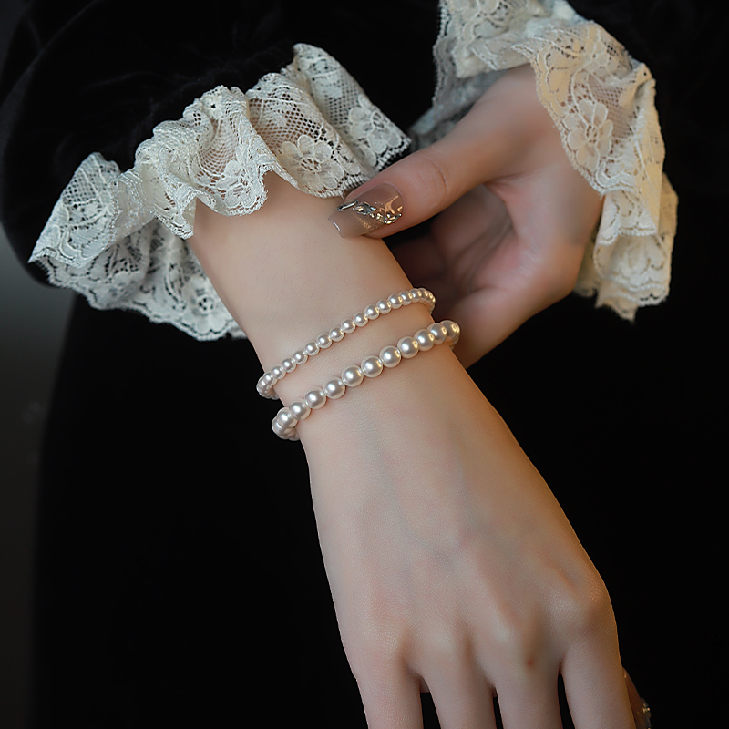 Shijia Golden Pearl Bracelet for Women 2026 New Model High-End Light Luxury Niche Elastic Cord Pearl Bracelet for Layered Wear