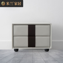Milan simple modern drawer bedside cabinet Nordic light luxury with drawer locker Full solid wood storage bedside table