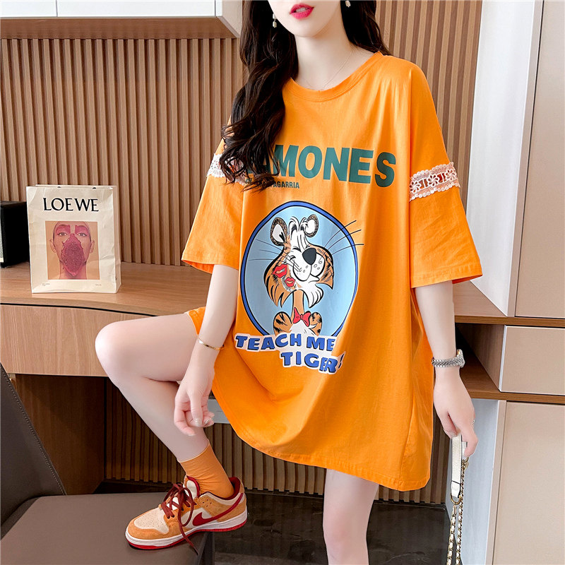 Pregnant woman summer clothing blouses undershirt 2022 Summer new web Red suit Fashion medium long version T-shirt Ocean dress