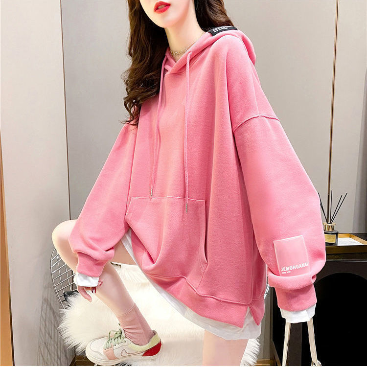 Pregnant women's autumn clothing suit 2021 new blouses fall net infrared out of fashion loot splicing fake two weaters