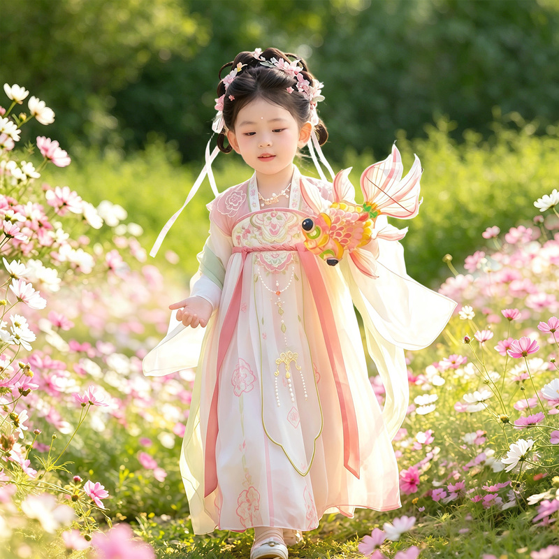 Hanfu for Girls, New Chinese Style, Mid-Autumn Festival, Traditional Chinese Style, Tang Suit, Children's Super Fairy-Like Flowing Dress, New Princess Skirt Set Hanfu for Girls, New Chinese Style, Mid-Autumn Festival, Traditional Chinese Style, Tang Suit, Children's Super Fairy-Like Flowing Dress, New Princess Skirt Set