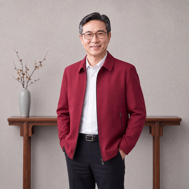 Dad's Spring and Autumn Jacket 2026 New Autumn Style Casual Middle-Aged and Elderly Men's Red Lapel Jacket for the Year of the Zodiac Dad's Spring and Autumn Jacket 2026 New Autumn Style Casual Middle-Aged and Elderly Men's Red Lapel Jacket for the Year of the Zodiac