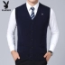 Playboy áo len tinh khiết nam nút áo vest vai trung niên áo len đan ấm áo len áo vest nam hàn quốc trẻ trung Dệt kim Vest