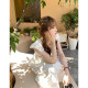 Chen Meili original summer new sweet and gentle embroidery love waist small flying sleeves slim white dress for women