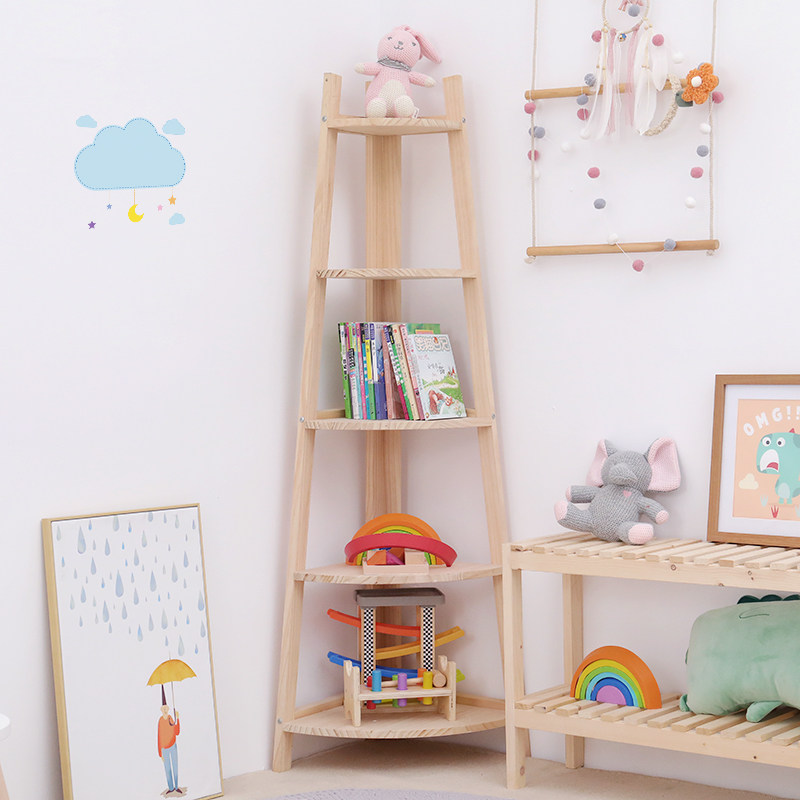 ins minimalist leaning against wall bookshelves Balcony Flowers Shelf Children Floor Shelve Home Book House Wall Corner Finishing Containing Deck Shelf