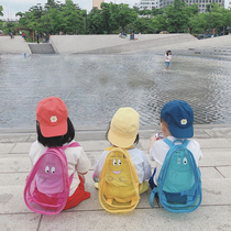 ins south Korean childrens double shoulder backpack cartoon transparent backpack PVC jelly bag beach bag swim bag out of the bag