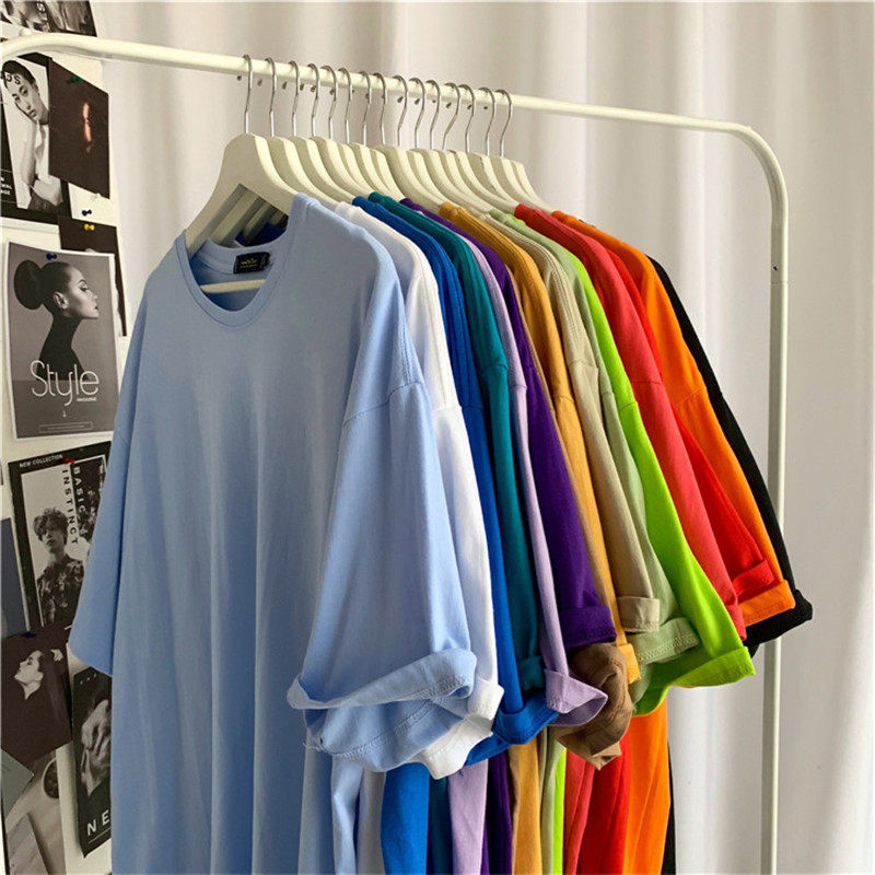 Summer men short sleeve T-shirt pure color half sleeve blouse T-shirt white undershirt ins Chauded boys clothes trend