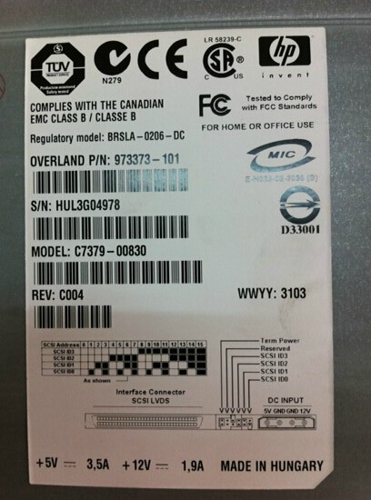 HP LTO2 Ultrium 460 C7379-00830 973373-101 Tape Recorder