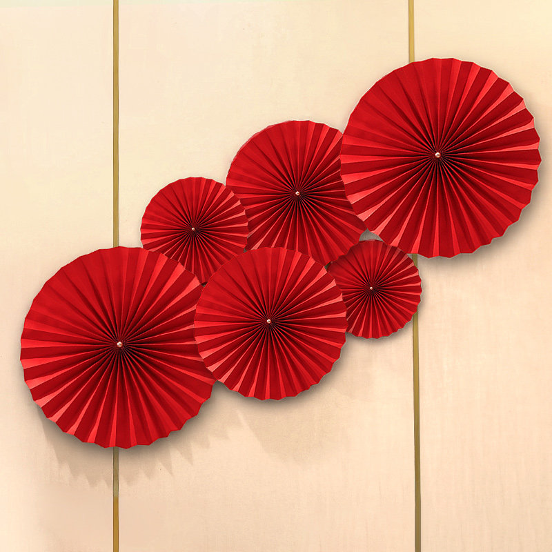 Marriage arrangement wedding room decoration creative romantic Chinese fan fan fan man woman's bedroom living room wedding supplies