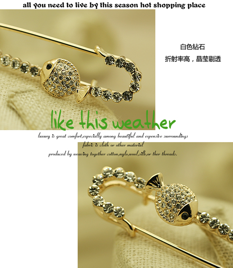 BZ18 full kim cương cá phiên bản Hàn Quốc pin nữ pha lê trâm kim pin Hàn Quốc áo len dễ thương khóa móc áo cardigan khóa hoa cài áo đẹp