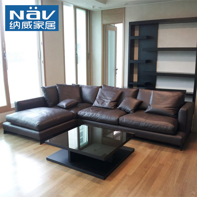 Neville Nordic Down Leather Sofa Modern Simple Size First Layer Neville Nordic Down Leather Sofa Modern Simple Size First Layer Cowhide Corner Chaise