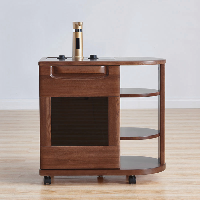 Bright furniture Modern simple new Chinese furniture Solid wood dining car mobile three-layer cart 858-3111-68