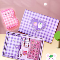  Hand account set gift box notebook cute girl heart loose-leaf notebook soft shell stationery hand account sticker material