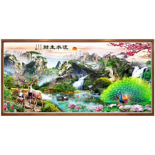 2022 Новая бриллиантовая живопись, полная алмазной гостиной павлин оленей, ландшафтный ландшафтный пейзаж пейзаж стипной стежок.