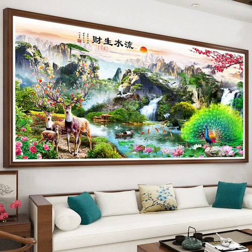 2022 Новая бриллиантовая живопись, полная алмазной гостиной павлин оленей, ландшафтный ландшафтный пейзаж пейзаж стипной стежок.
