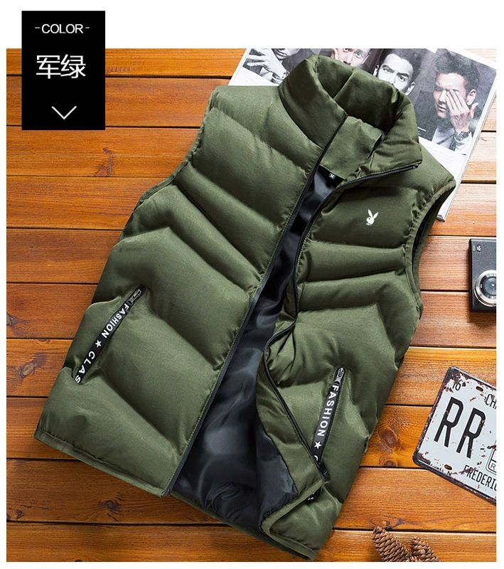 Playboy VIP xuống cotton vest nam mùa thu và mùa đông vest nam ấm áp áo khoác trẻ trung áo ghi lê