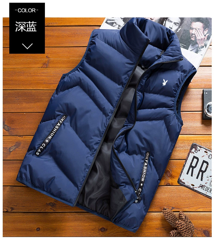 Playboy VIP xuống cotton vest nam mùa thu và mùa đông vest nam ấm áp áo khoác trẻ trung áo ghi lê