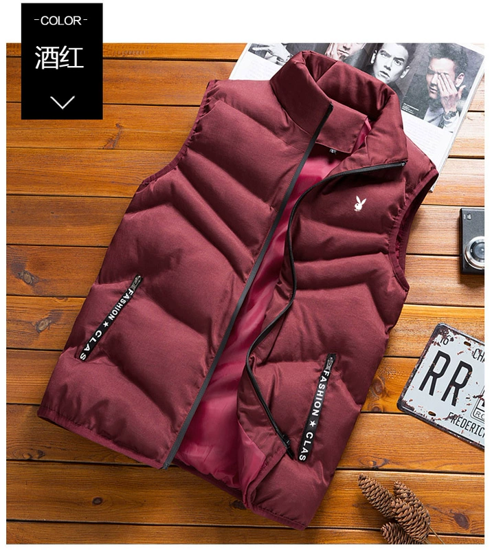 Playboy VIP xuống cotton vest nam mùa thu và mùa đông vest nam ấm áp áo khoác trẻ trung áo ghi lê