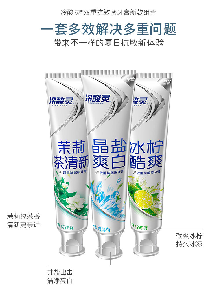 冷酸灵 双重抗敏感牙膏套装 130g*3支+120g 专利配方 图3