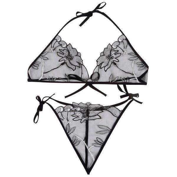 Sexy Lingerie for Women with Small Busts, French-Style Push-Up, Side Breast Gathering, Lace Hollow-Out, Pure Desire Style Bra and Thong Set — 5
