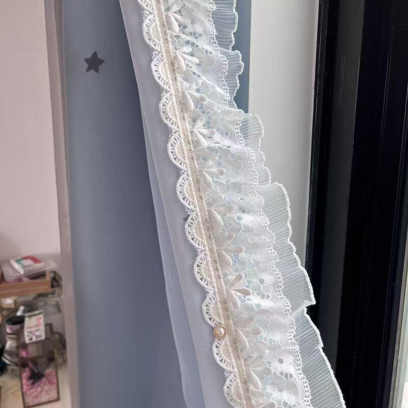 Aowei Curtain Lace Cream Princess Style Embroidered Lace Mesh Three-Layer Composite Kawaii Stand-Up Edge Lace