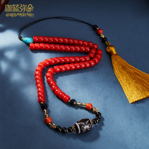 (Gale Miduo) Tibetan black and white Noble celestial beads choker female glass snow Bazhu Green Pine obsidian accessories