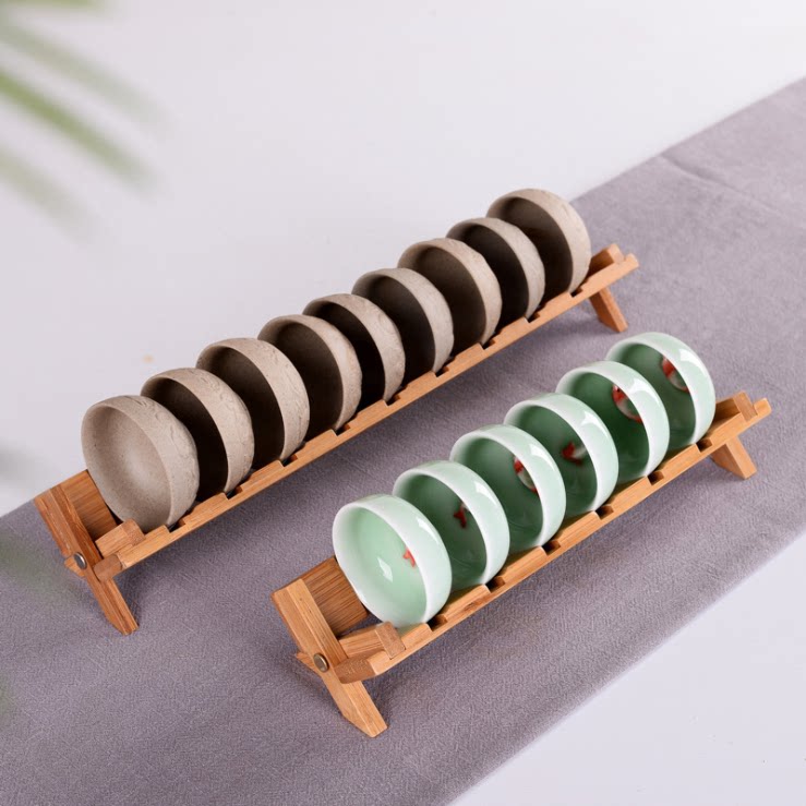 Bamboo containing tea drinking cup holder Gongfu cup holder Kung fu tea Tea cup shelf tea cup shelf tea cup accessories for tea tray