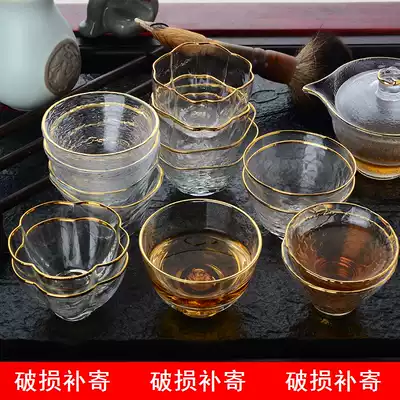 Exported to Japan hexagonal phnom penh tea cup Master cup Glass hammer pattern small tea cup Tea bowl heat-resistant Kung Fu tea set