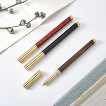 Xmtying mini double head copper pen portable portable solid wood signature pen mahogany gel pen lettering