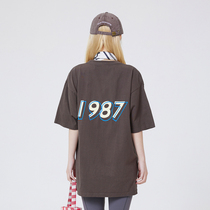 INSNLASIA original 1987 retro print short-sleeved tide brand mens and womens hip-hop couples three-color T-shirt