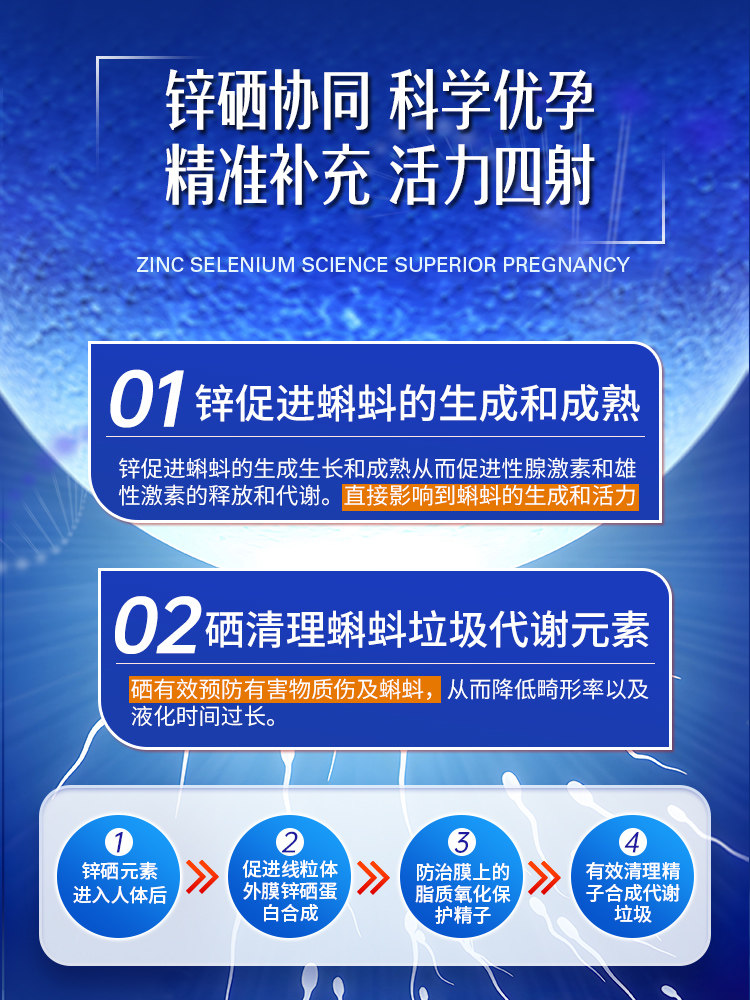 Zinc and Selenium Tablets, Zinc Tablets, Selenium Tablets, Zinc Supplement for Men, Calcium Carbonate for Men, Pre-Pregnancy Preparation, Improve Sperm Quality and Vitality before Pregnancy