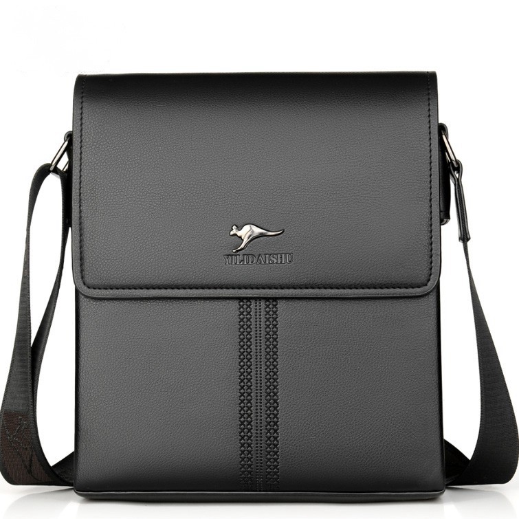 Hong Kong Single Shoulder Bag Men's Slanted Satchel Casual Genuine Leather Skew business Vertical Diagonal Cross Backpack Large Capacity Satchel-Taobao