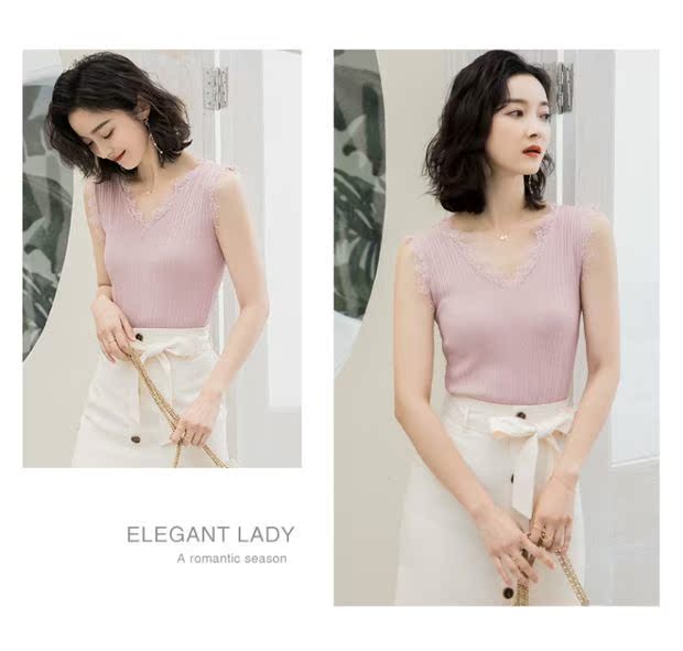 Mùa xuân và mùa hè hoang dã áo ren ren nữ thần Quạt bên trong mặc áo sơ mi nữ ngắn khí chất thủy triều đơn giản - Áo ba lỗ shop thời trang nữ