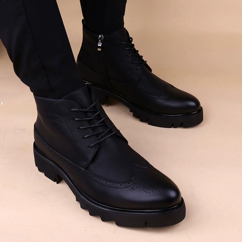 Giày cao cổ nam Martin boots da mũi nhọn all-match Phiên bản Hàn Quốc Xu hướng bốt Bullock của Anh Quốc ngày càng gia tăng giày bốt nam - Kính khung